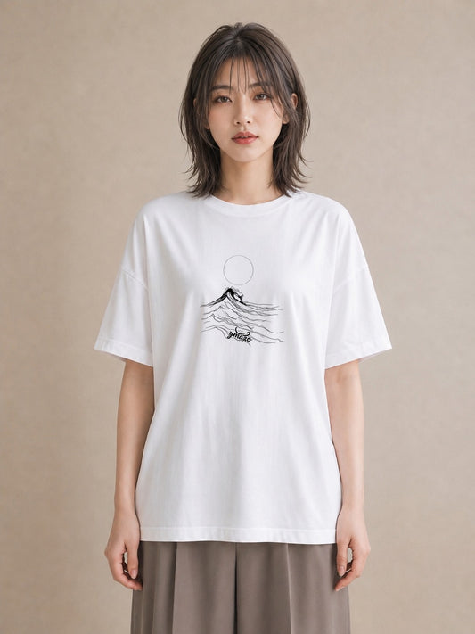 グラフィックTシャツ レディース 海 リゾート 夏 イラスト アート風 親子 20代 白T