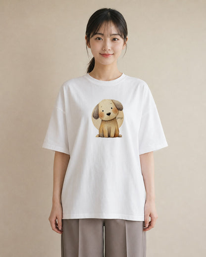 グラフィックTシャツ レディース 犬 いぬ イラスト ナチュラル 20代 カジュアルコーデ 白T