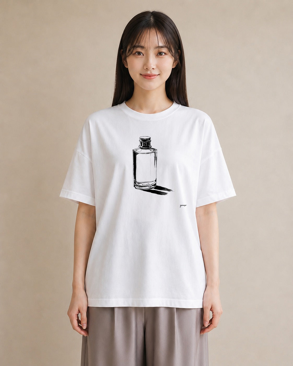半袖Tシャツ レディース 香水 香水瓶 パフューム イラスト お洒落 綿100 デート 白T