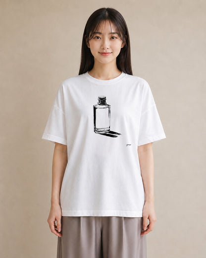 半袖Tシャツ レディース 香水 香水瓶 パフューム イラスト お洒落 綿100 デート 白T