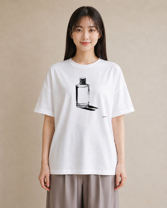 半袖Tシャツ レディース 香水 香水瓶 パフューム イラスト お洒落 綿100 デート 白T
