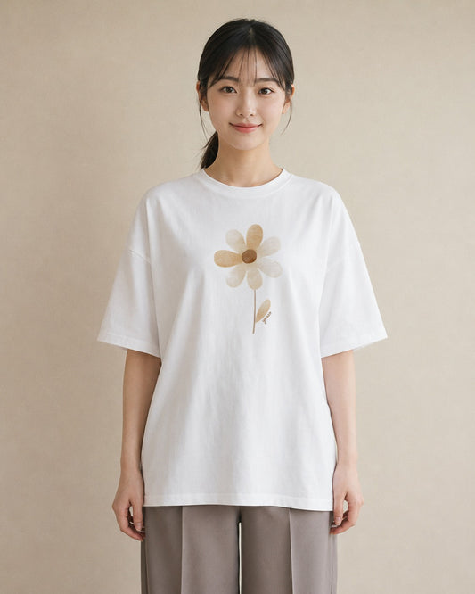 Tシャツ レディース たんぽぽ 花 花柄 イラスト ゆるかわ 通学 誕生日プレゼント 白T