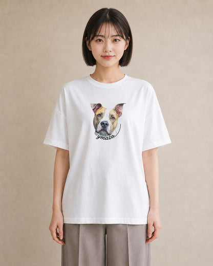 デザインTシャツ レディース 愛犬 犬 いぬ イラスト お洒落 女子会 お揃い 白T