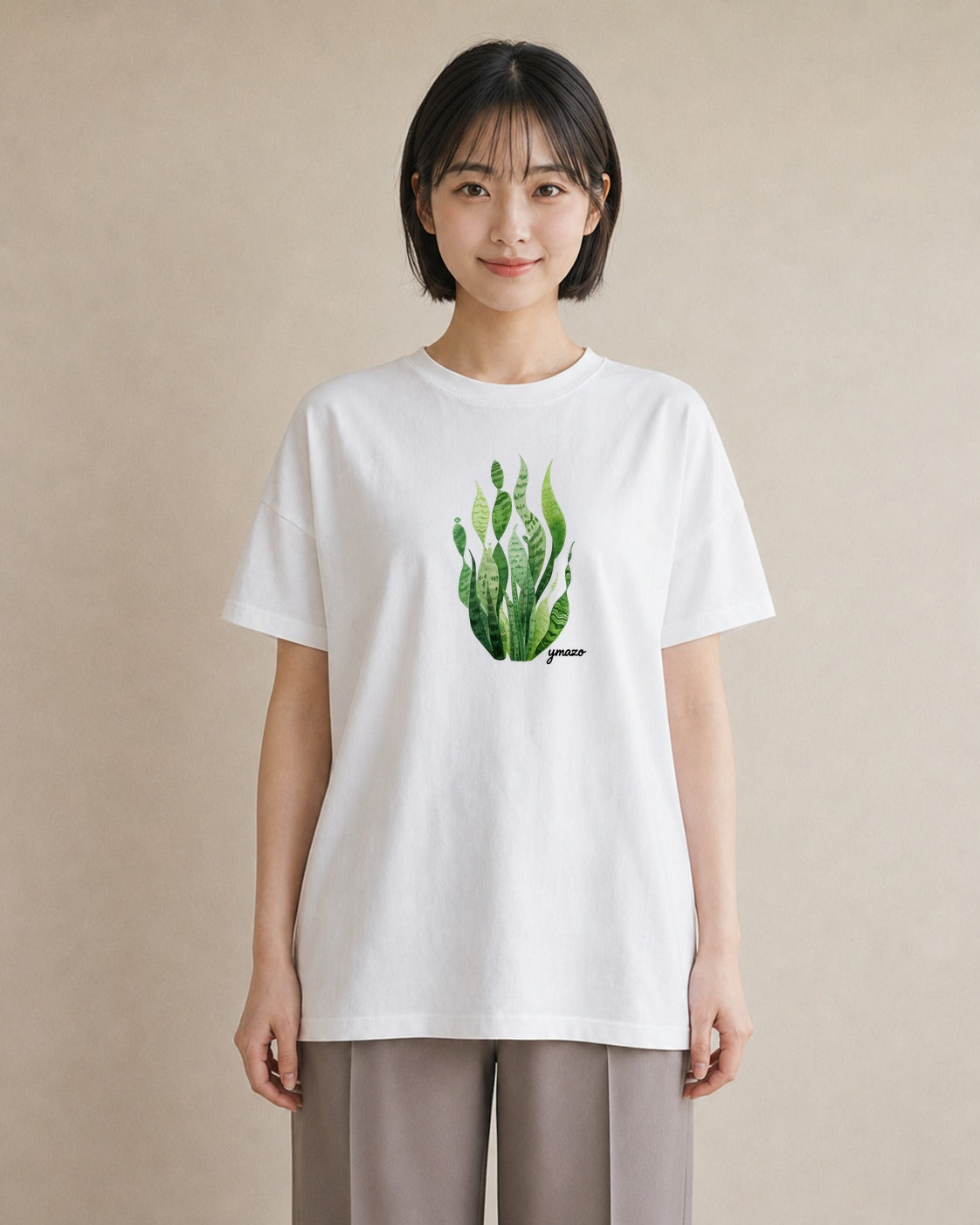 プリントTシャツ レディース シダ 植物 ボタニカル イラスト 可愛い 母の日 ビーチ 白T