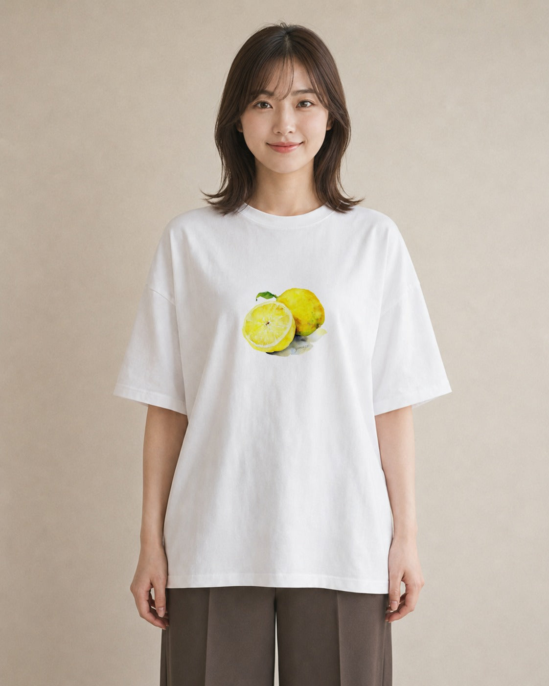 デザインTシャツ レディース レモン 檸檬 食べ物 フード イラスト ミニマル お出かけ 普段着 白T