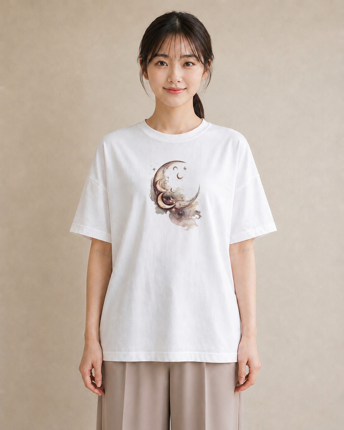 デザインTシャツ レディース 月 星空 宇宙 イラスト 可愛い 親子 20代 白T