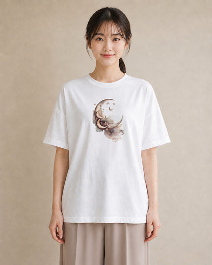 デザインTシャツ レディース 月 星空 宇宙 イラスト 可愛い 親子 20代 白T