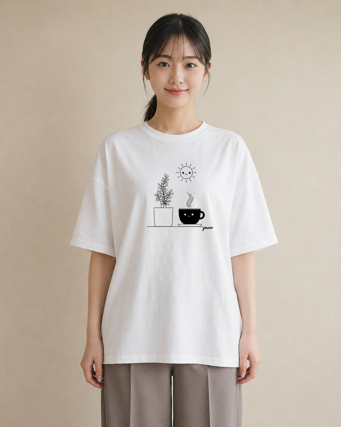グラフィックTシャツ レディース 観葉植物 ボタニカル 植物 イラスト ナチュラル レイヤード 友達ギフト 白T