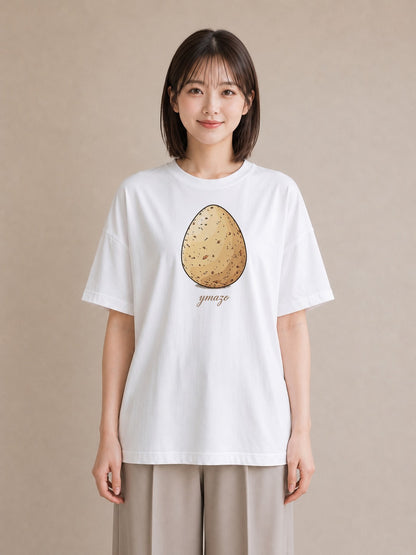 プリントTシャツ レディース たまご 食べ物 フード イラスト お洒落 休日 ペアコーデ 白T