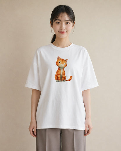 半袖Tシャツ レディース マンチカン 猫 ねこ イラスト 水彩風 女性向けギフト 散歩 白T