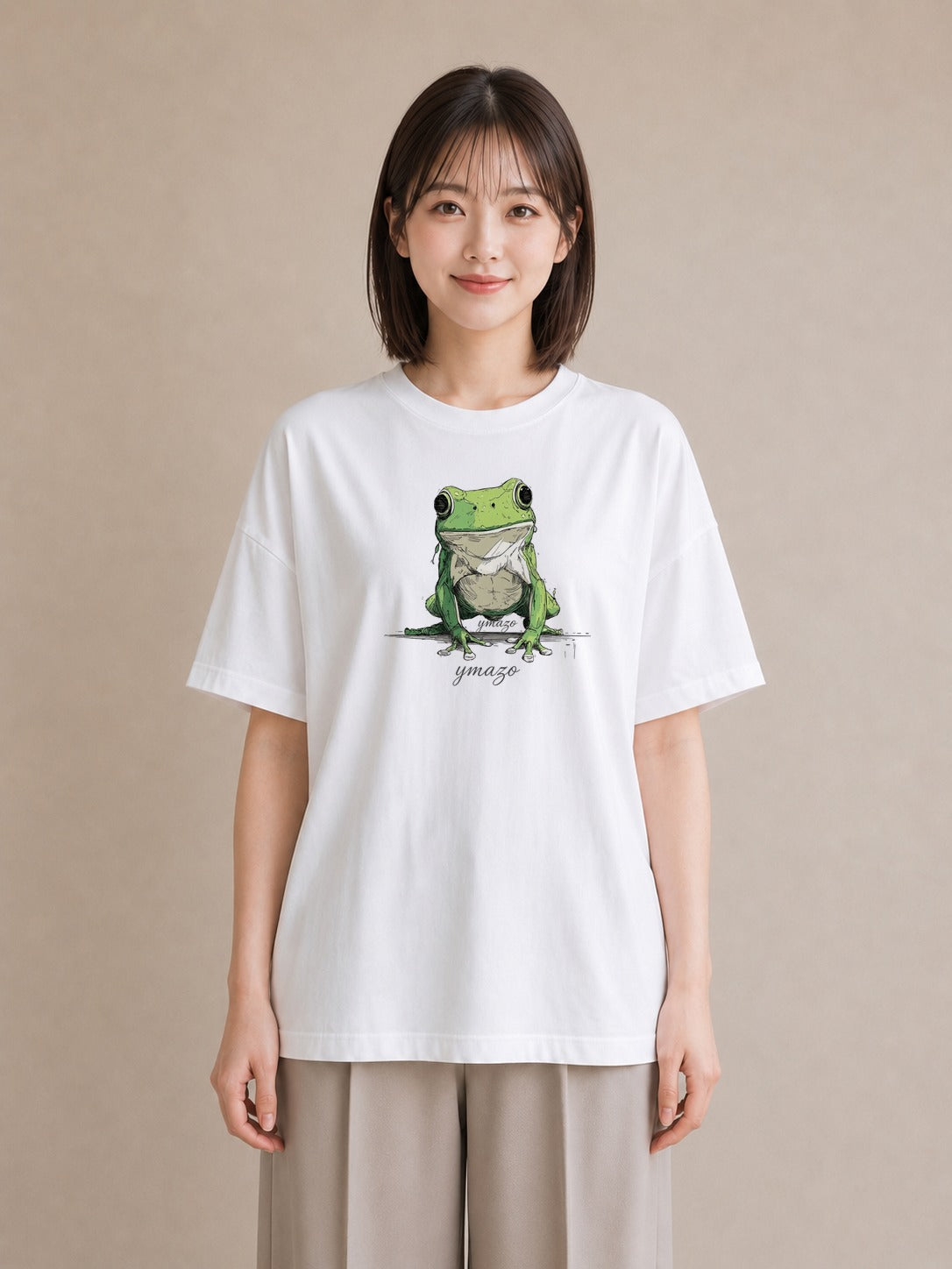 プリントTシャツ レディース アマガエル ペット 動物 イラスト カフェコーデ カフェ巡り 女子会 白T