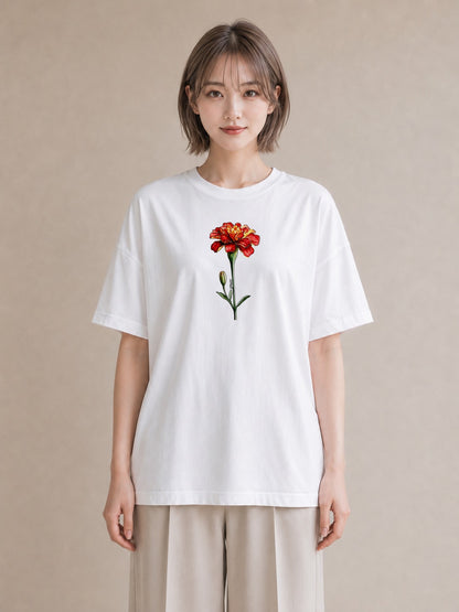プリントTシャツ レディース カーネーション 花 花柄 イラスト 淡色 お出かけ 普段着 白T