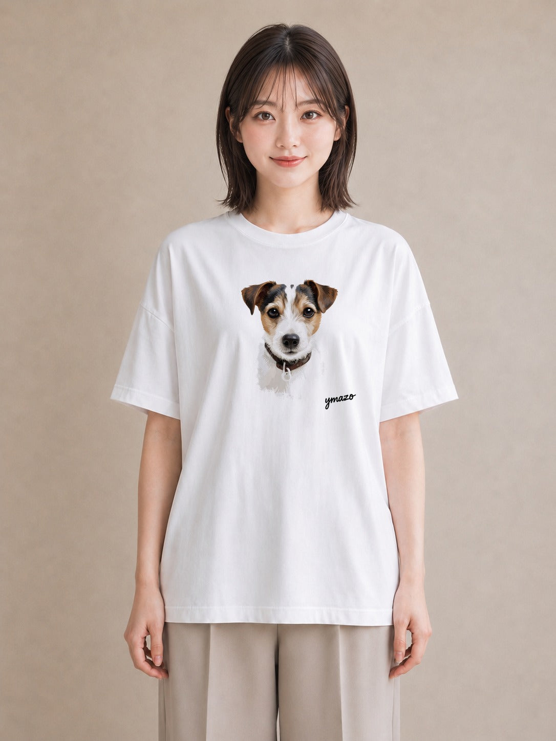 半袖Tシャツ レディース ジャックラッセルテリア 犬 いぬ イラスト こなれ感 通学 誕生日プレゼント 白T