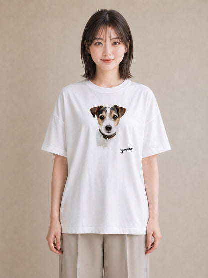半袖Tシャツ レディース ジャックラッセルテリア 犬 いぬ イラスト こなれ感 通学 誕生日プレゼント 白T