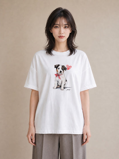 半袖Tシャツ レディース いぬ 犬 ワンコ イラスト シック ルームウェア ギフト 白T
