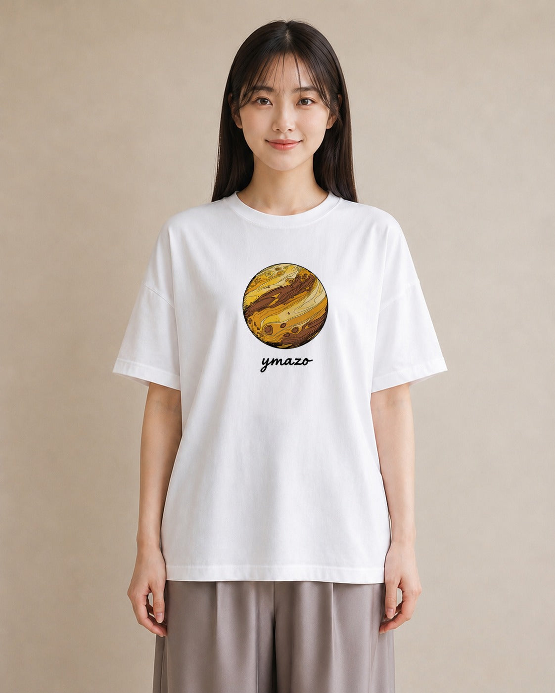 半袖Tシャツ レディース 土星 星空 宇宙 イラスト 可愛い 海 カフェ巡り 白T