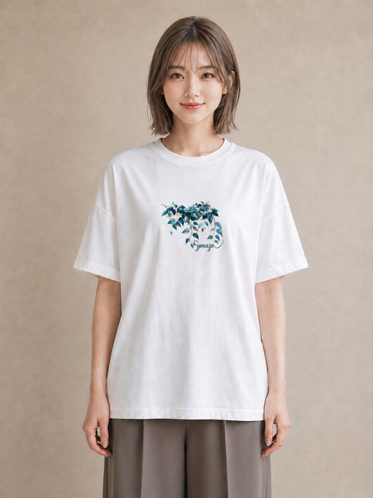 半袖Tシャツ レディース ユーカリ 植物 ボタニカル イラスト きれいめ 公園 ママ 白T