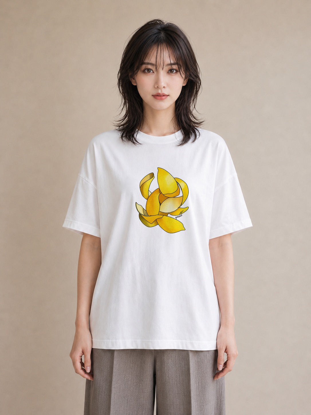 プリントTシャツ レディース レモン 檸檬 食べ物 フード イラスト こなれ感 公園 ママ 白T