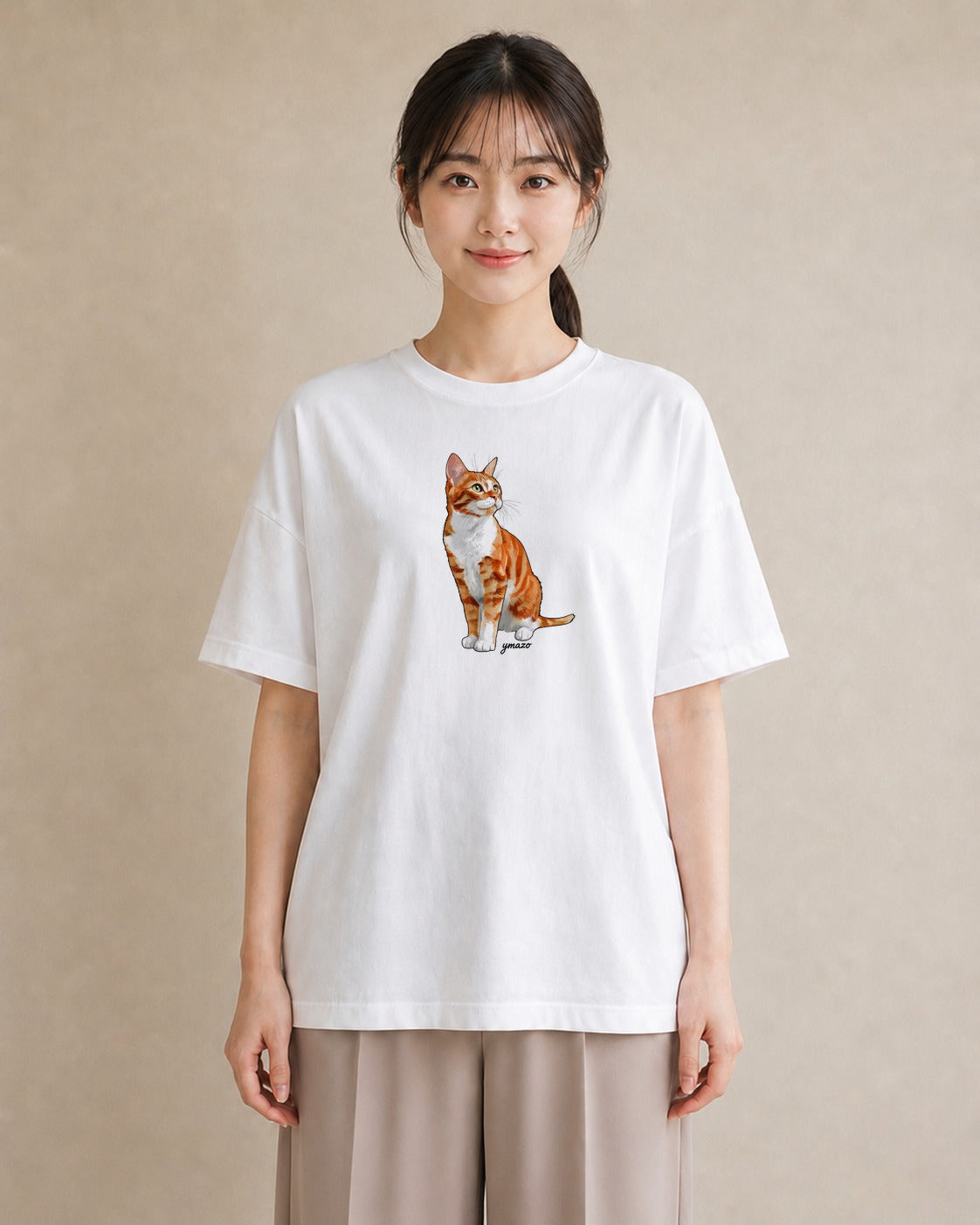 デザインTシャツ レディース サビ猫 猫 ねこ イラスト カフェコーデ 親子 20代 白T