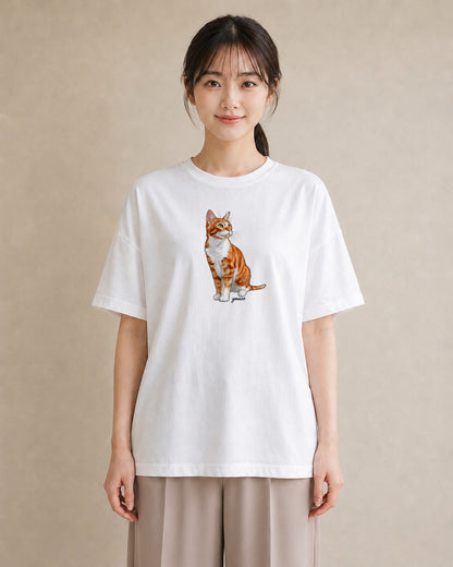 デザインTシャツ レディース サビ猫 猫 ねこ イラスト カフェコーデ 親子 20代 白T