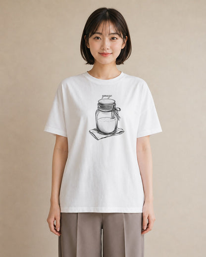 半袖Tシャツ レディース ミルク 食べ物 フード イラスト 韓国風 旅行用 海 白T