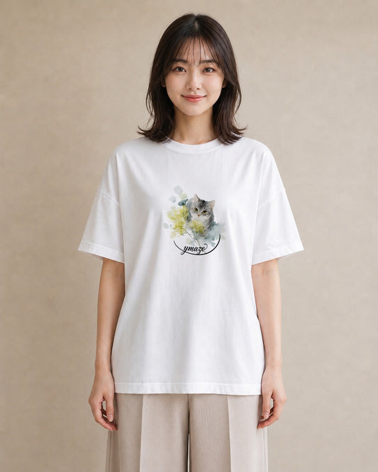 デザインTシャツ レディース 猫の手 猫 ねこ イラスト きれいめ 買い物 夏コーデ 白T
