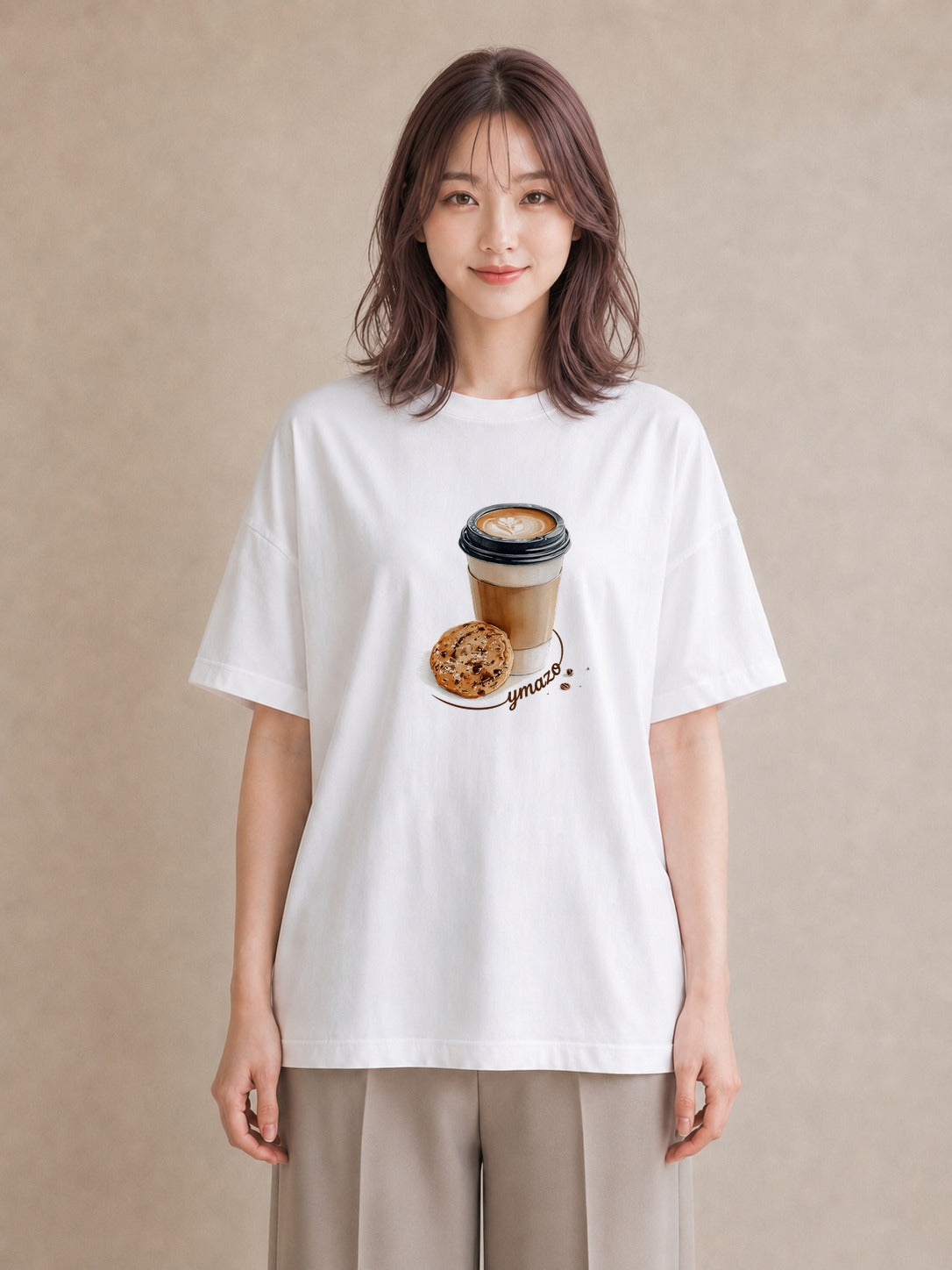 プリントTシャツ レディース コーヒー 珈琲 カフェ 食べ物 フード イラスト ユニーク 通学 誕生日プレゼント 白T