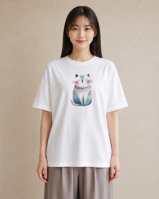 グラフィックTシャツ レディース ねこ 猫 ネコ イラスト 休日コーデ 女性向けギフト 散歩 白T