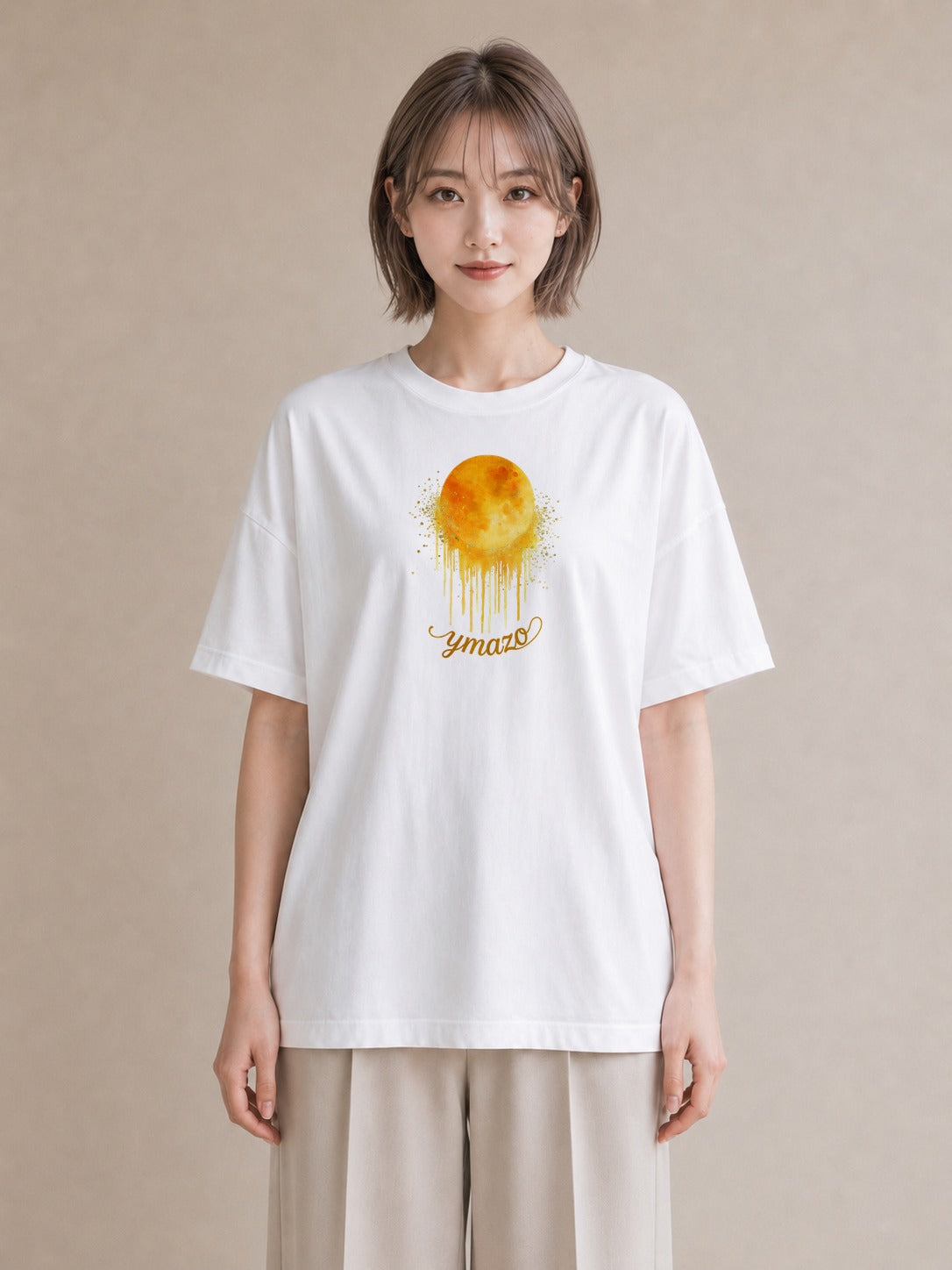 半袖Tシャツ レディース 満月 星空 宇宙 イラスト 水彩風 母の日 ビーチ 白T