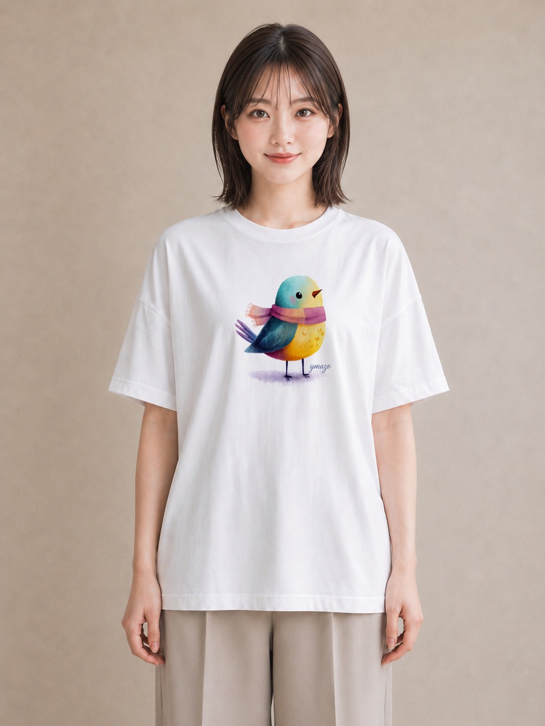 プリントTシャツ レディース 九官鳥 ペット 動物 イラスト レトロ 20代 カジュアルコーデ 白T