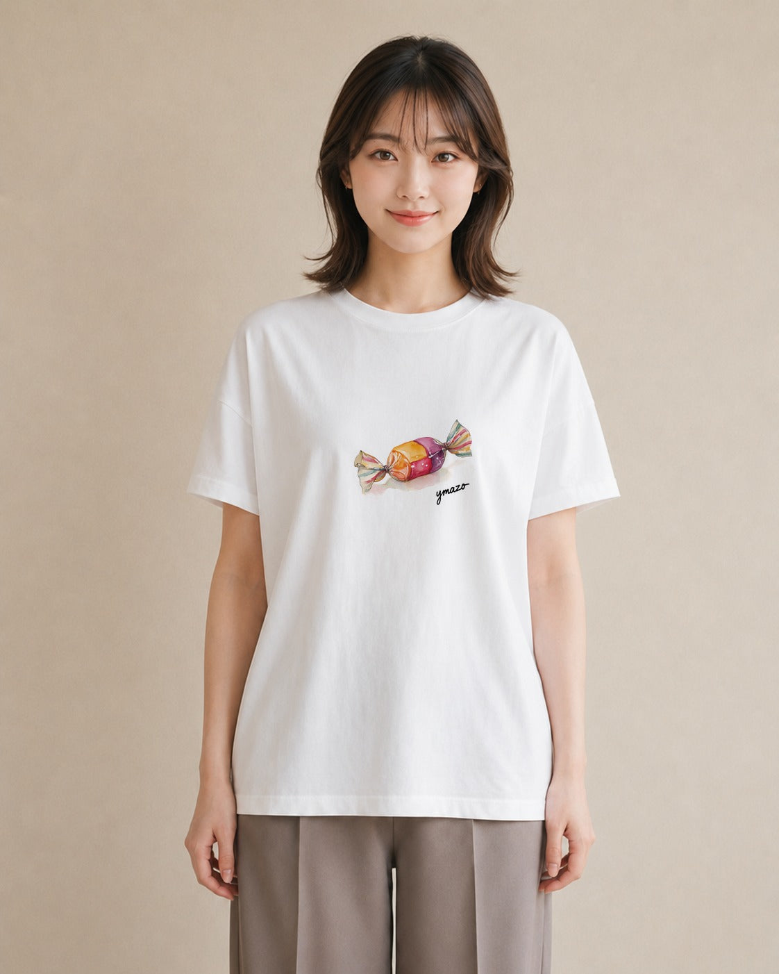 デザインTシャツ レディース だんご 食べ物 フード イラスト 水彩風 在宅 公園 白T