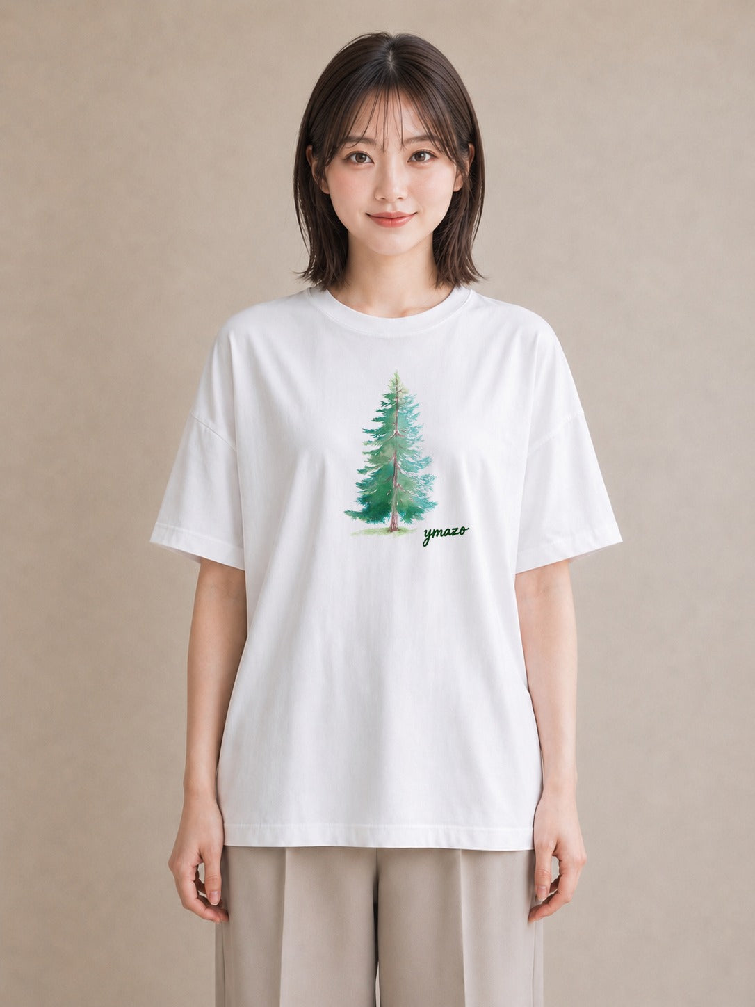 半袖Tシャツ レディース 松ぼっくり 植物 ボタニカル イラスト ニュアンス ペアコーデ 秋コーデ 白T