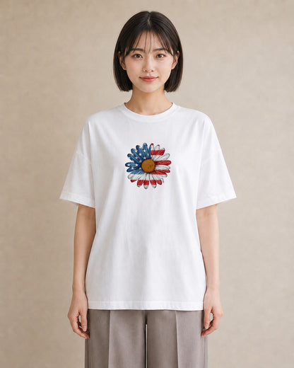 Tシャツ レディース マーガレット 花 花柄 イラスト ゆるかわ 送別ギフト 通勤 白T