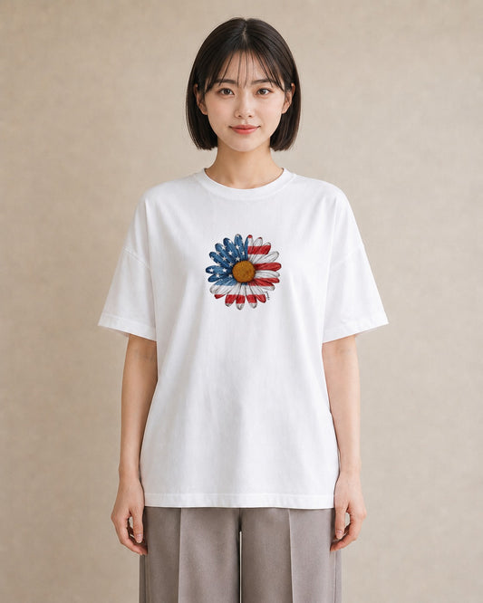 Tシャツ レディース マーガレット 花 花柄 イラスト ゆるかわ 送別ギフト 通勤 白T