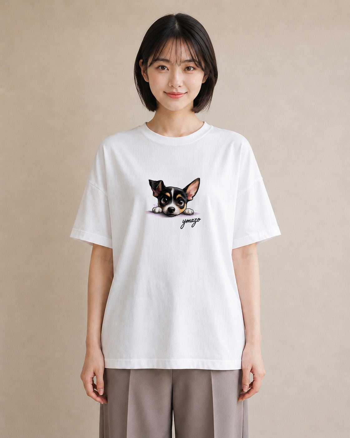 デザインTシャツ レディース チワワ 犬 いぬ イラスト フェミニン ルームウェア ギフト 白T