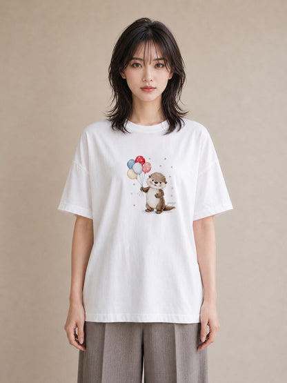 プリントTシャツ レディース フェレット ペット 動物 イラスト 夏コーデ 通学 白T