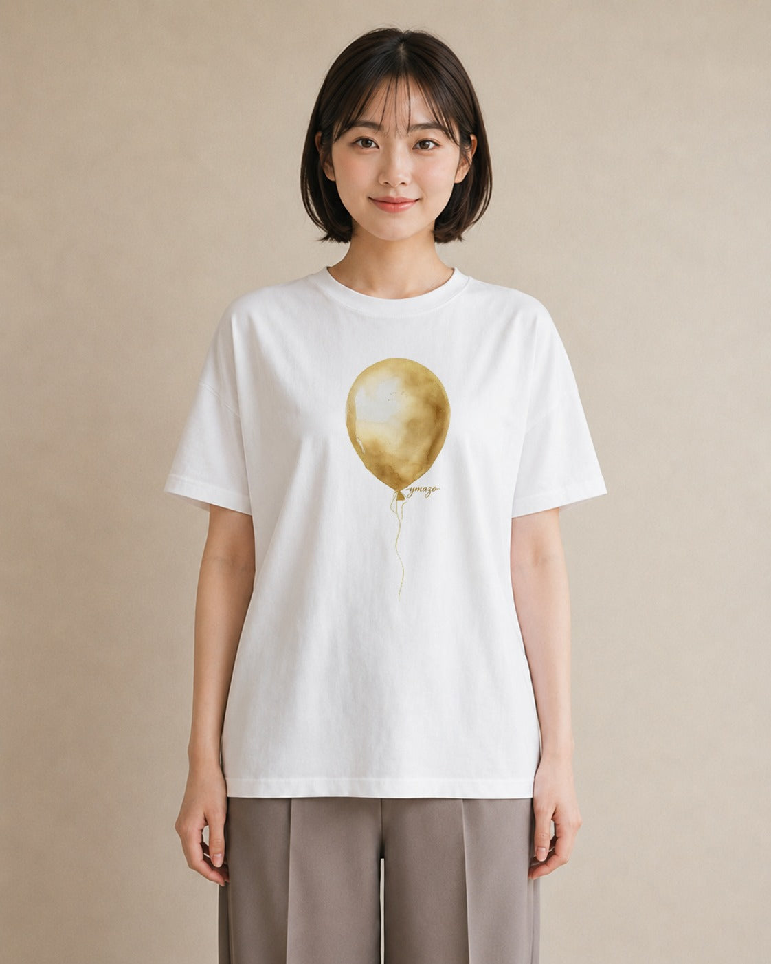 半袖Tシャツ レディース 紙風船 和紙 ナチュラル アンティーク イラスト 普段使い デート 帰省 白T