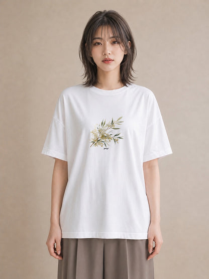 プリントTシャツ レディース すずらん 花 花柄 イラスト 抜け感 旅行用 海 白T
