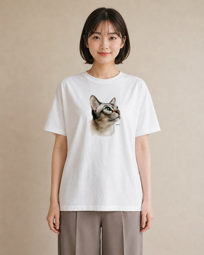 Tシャツ レディース キジトラ 猫 ねこ イラスト ヴィンテージ風 お出かけ 普段着 白T