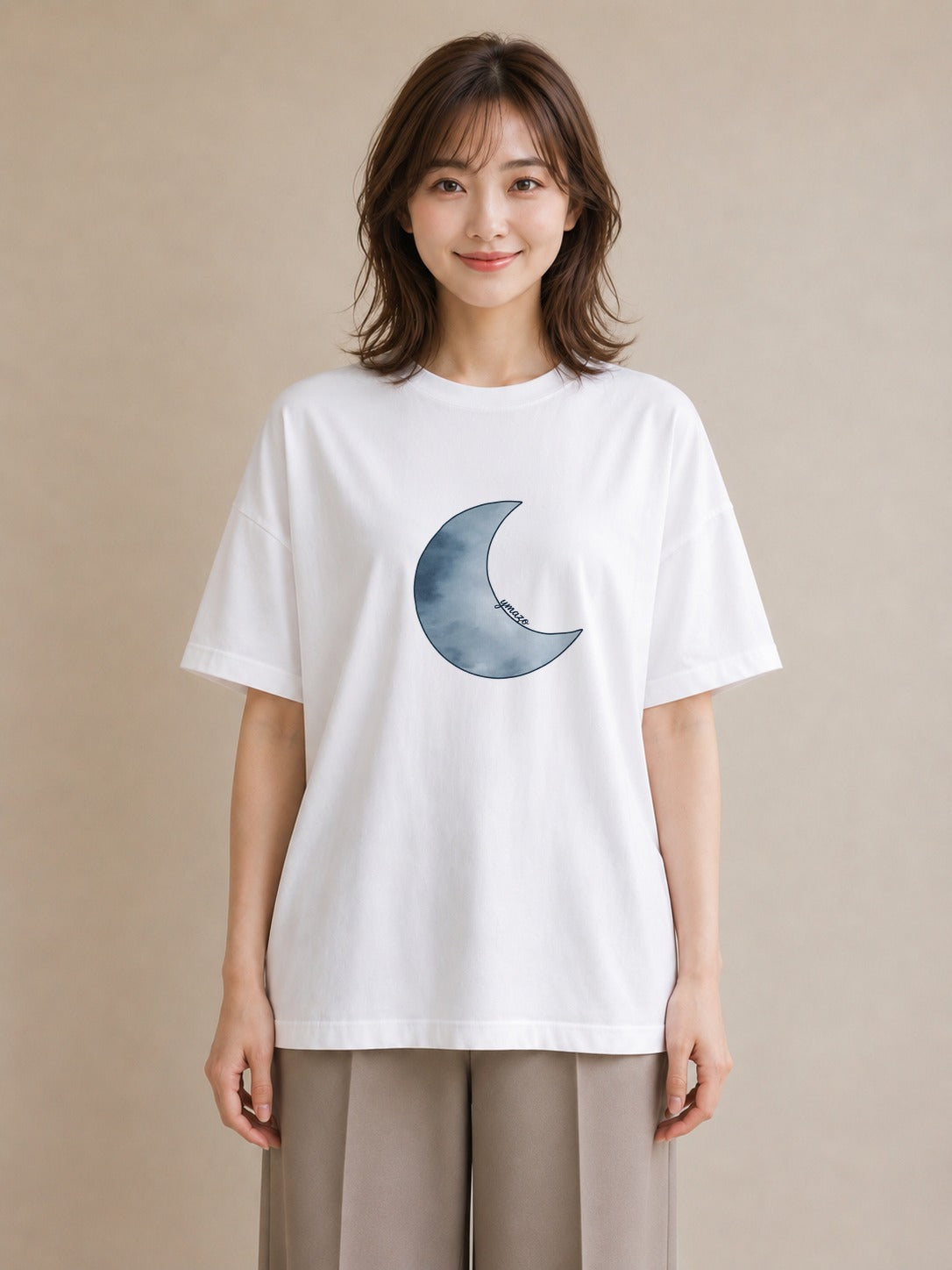 半袖Tシャツ レディース 青の水彩 風景 ブルー ナチュラル アンティーク イラスト ゆるかわ 親子 20代 白T
