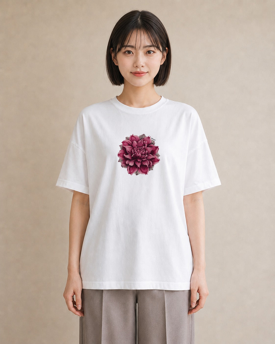 半袖Tシャツ レディース ゆり 百合 花 花柄 イラスト ポップ ラフ レイヤード 白T