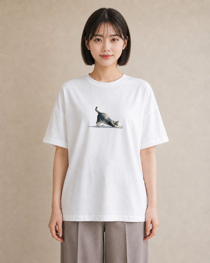 半袖Tシャツ レディース シャム柄 猫 ねこ イラスト ニュアンス 部屋着 女性向けギフト 白T