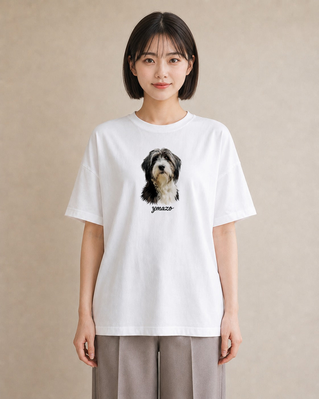 グラフィックTシャツ レディース ミックス犬 犬 いぬ イラスト カフェコーデ 女子会 お揃い 白T