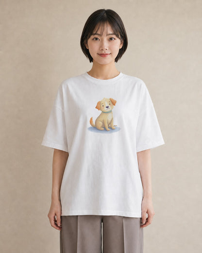 プリントTシャツ レディース 犬好き 犬 いぬ イラスト ガーリー 海 カフェ巡り 白T