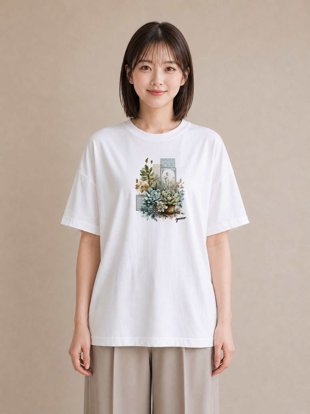 グラフィックTシャツ レディース 夕暮れ バルコニー 夕焼け ナチュラル アンティーク イラスト ヴィンテージ風 ビーチ デイリーウェア 白T