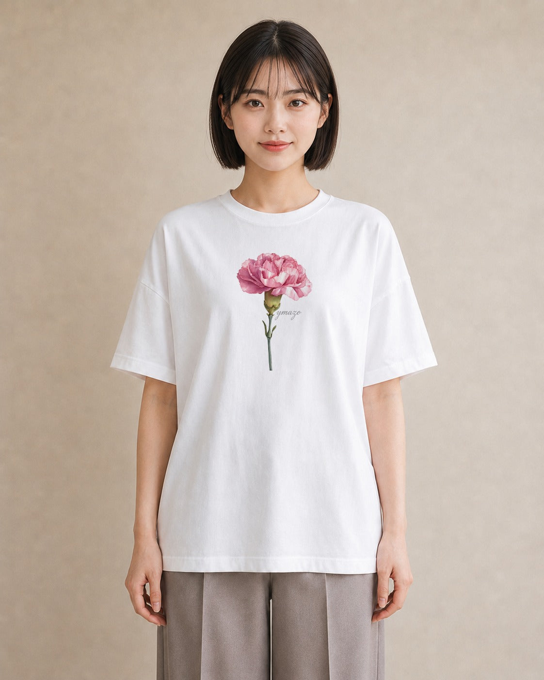Tシャツ レディース カーネーション 花 花柄 イラスト 北欧風 送別ギフト 通勤 白T