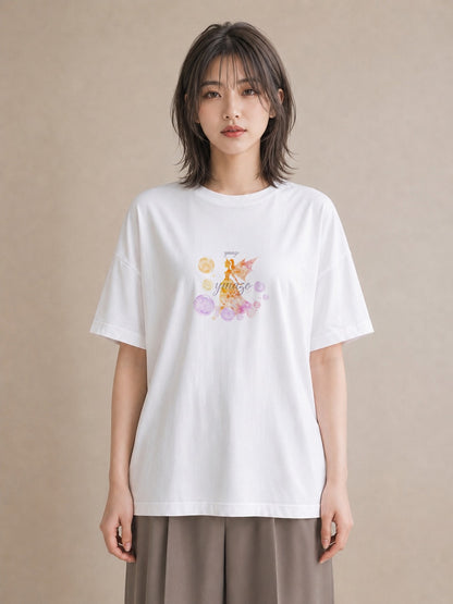 半袖Tシャツ レディース オーロラ 星空 宇宙 イラスト シンプル カジュアルコーデ 買い物 白T