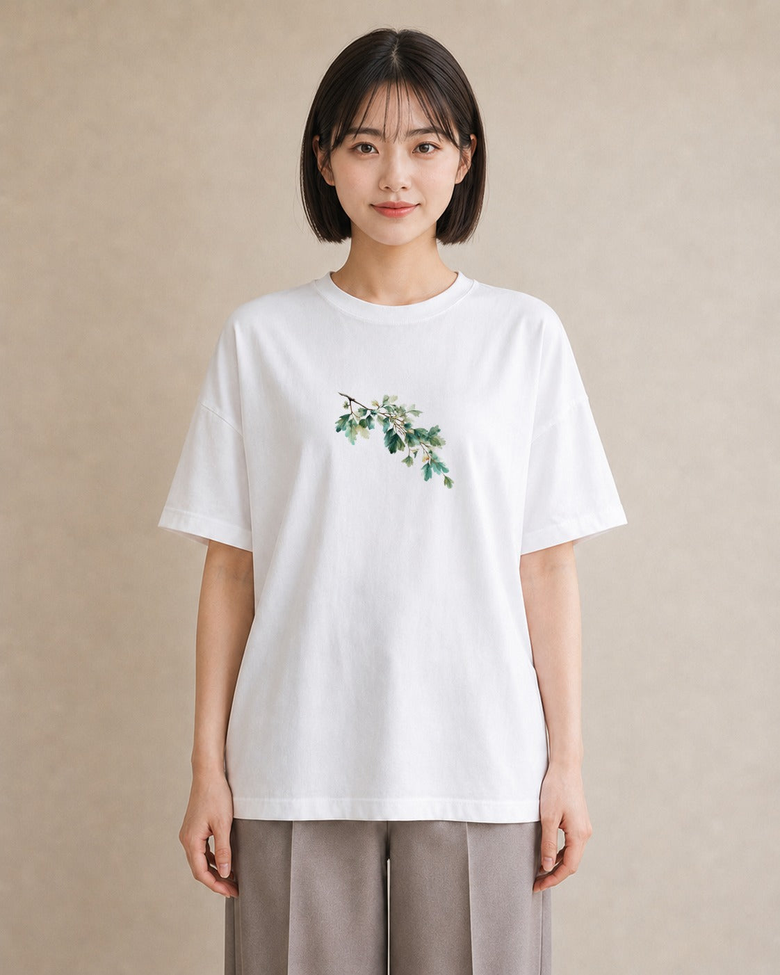 プリントTシャツ レディース 苔 植物 ボタニカル イラスト アート風 親子 20代 白T