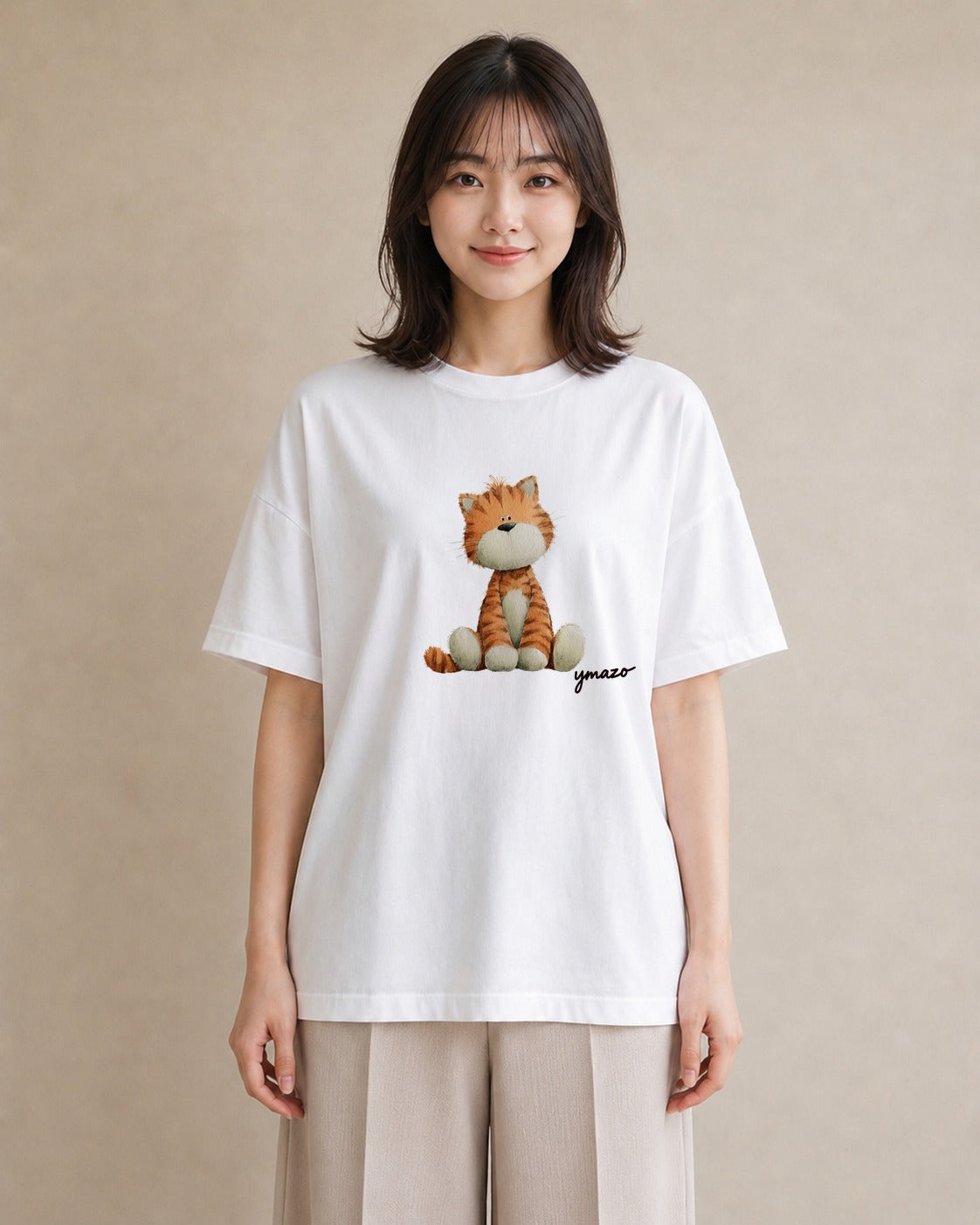 半袖Tシャツ レディース とら 動物 アニマル イラスト 抜け感 綿100 デート 白T