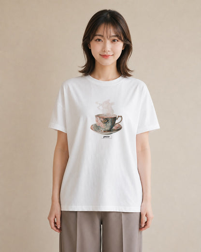 プリントTシャツ レディース ハーブティー 食べ物 フード イラスト レトロ 帰省 ラフ 白T